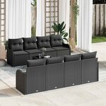 vidaXL Ensemble de canapé de jardin 9 Pièces Noir 55 x 55 x 37 cm