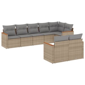 vidaXL Salon de jardin avec coussins 8Pièces mélange beige résine tressée