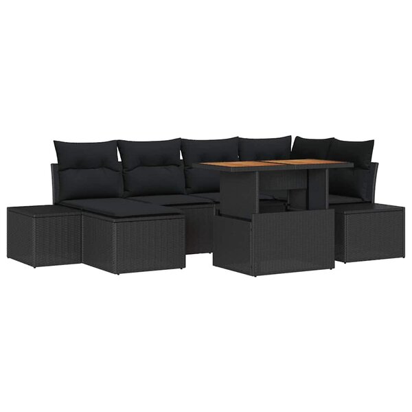 vidaXL Ensemble de salle à manger pour jardin 7 Pièces Noir  Marron