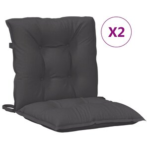 vidaXL Coussins de chaise à dossier bas lot de 2 anthracite mélangé