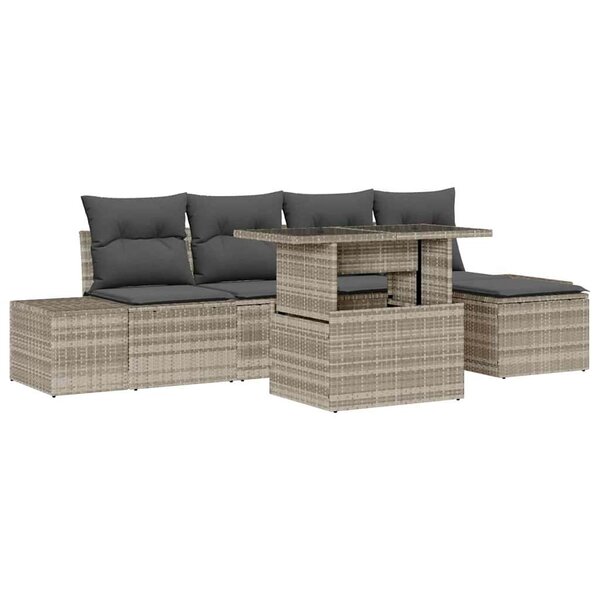 vidaXL Ensemble de canapé de jardin avec coussin 6 Pièces Gris clair