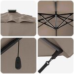 vidaXL Parasol Roma à Bras Déporté Taupe et Noir 352 x 251 x 265 cm