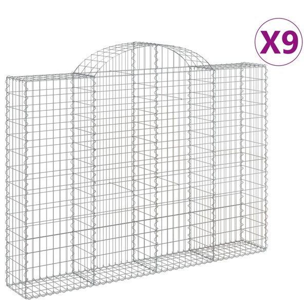 vidaXL Paniers à gabions arqués 9 Pièces 200x30x140/160 cm Fer galvanisé