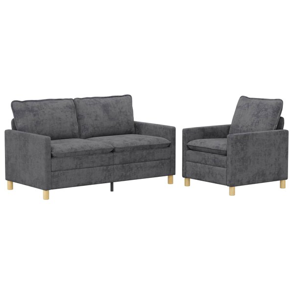 vidaXL Ensemble de Canapés 2 Pièces Gris foncé Polyester
