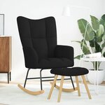 vidaXL Chaise à bascule avec repose-pied Noir Tissu