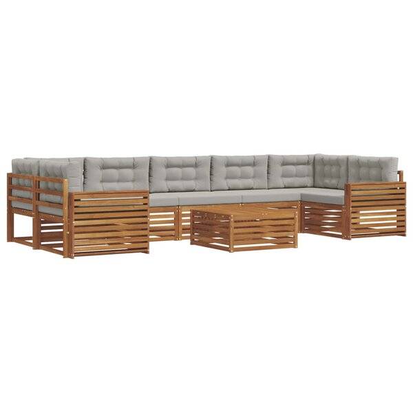 vidaXL Ensemble de canapés d'extérieur 8 pc Gris Naturel et Clair