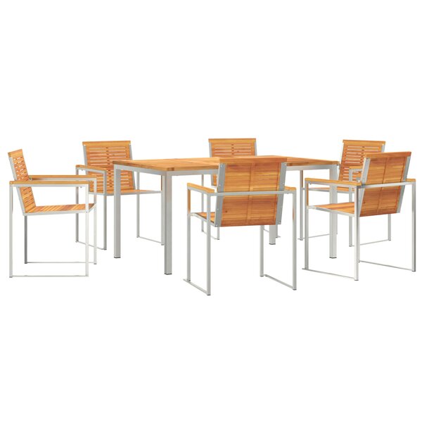 Ensemble de salle à manger jardin 7 pièces en bois d'acacia