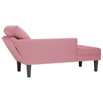 vidaXL Fauteuil long avec coussin et accoudoir droit rose velours