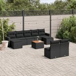 vidaXL Salon de jardin 10 Pièces avec coussins noir résine tressée