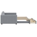 vidaXL Lit de jour avec gigogne et tiroirs gris clair 90x200 cm tissu