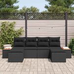 vidaXL Ensemble de canapé de jardin avec coussin 6 Pièces Noir polyrotin
