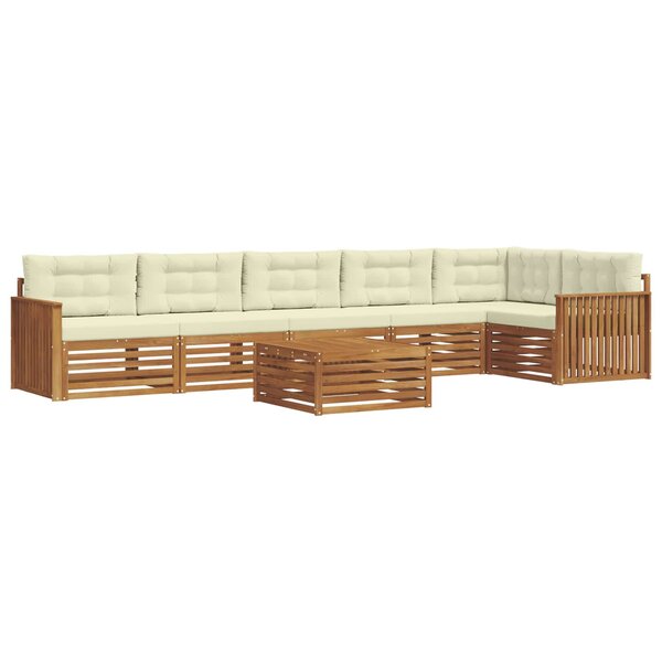 vidaXL Ensemble de canapés d'extérieur 7 pc Naturel et Crème