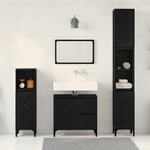 vidaXL Ensemble de mobilier de salle de bain avec tiroir 3 Pièces Noir