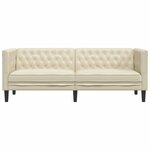vidaXL Canapé à 3 places Chesterfield crème similicuir