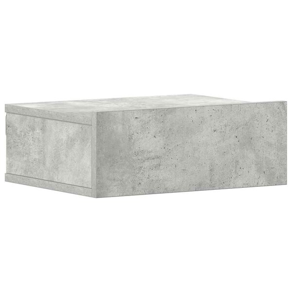 vidaXL Table de chevet flottante Gris béton Bois d'ingénierie