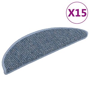 vidaXL Tapis d'escalier autocollants 15 Pièces 56x17x3 cm Bleu