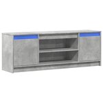vidaXL Meuble TV avec LED gris béton 139 5x34x50 cm bois d'ingénierie
