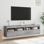 vidaXL Meubles TV muraux et lumières LED 2Pièces sonoma gris 80x30x40 cm