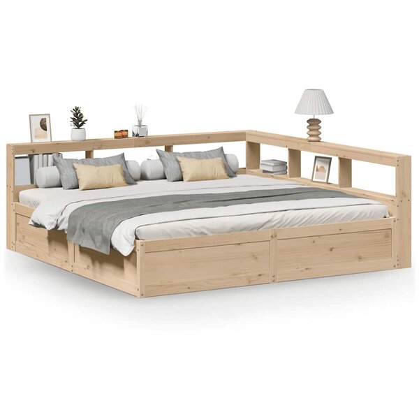 vidaXL Lit bibliothèque sans matelas 200x200 cm bois massif de pin
