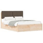 vidaXL Cadre de lit avec tête de lit rembourrée Taupe 160 x 200 cm