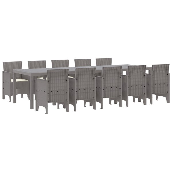 Ensemble de Salle à Manger de Jardin vidaXL de 11 Pièces avec Coussins Gris Clair Poly Rattan