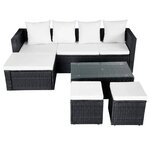 vidaXL Salon de jardin 4 Pièces avec coussins Résine tressée Noir