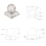vidaXL Bouchons de poteau 6 Pièces Globe final Métal galvanisé 101x101 mm