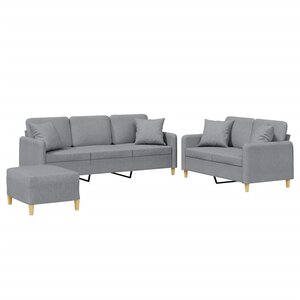 vidaXL Ensemble de canapés 3 Pièces coussins gris clair tissu