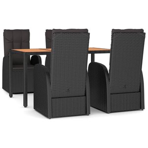 vidaXL Ensemble à manger de jardin coussins 5Pièces Noir Résine tressée
