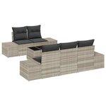 vidaXL Ensemble de canapé de jardin 6 Pièces Gris clair 55 x 55 x 37 cm