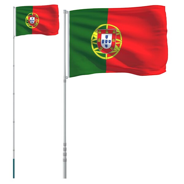 vidaXL Drapeau du Portugal et mât 5 5 m Aluminium