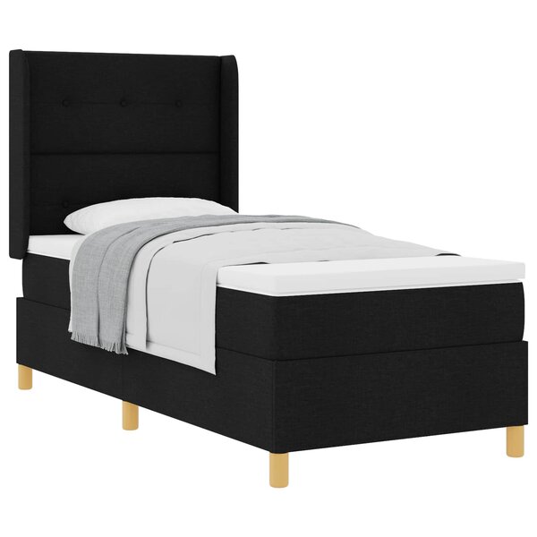 vidaXL Lit à ressorts avec matelas Noir 90 x 190 cm tissu