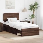 vidaXL Cadre de lit avec tête de lit Chêne brun 90 x 190 cm Pin massif