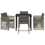 vidaXL Ensemble de Salle à Manger de Jardin de 5 Pièces avec Coussins Rattan Poly Gris