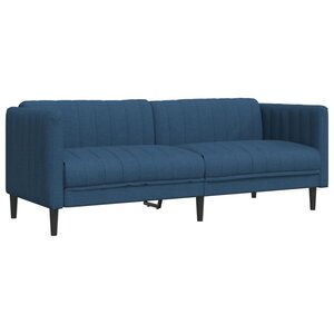 vidaXL Canapé à 3 places bleu tissu