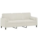 vidaXL Canapé 3 places avec oreillers décoratifs crème 180 cm velours