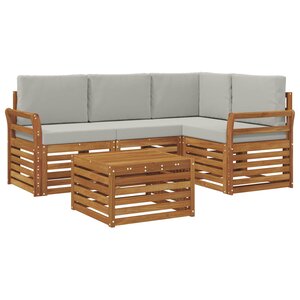 vidaXL Ensemble de canapés d'extérieur 5 Pièces Gris Naturel et Clair
