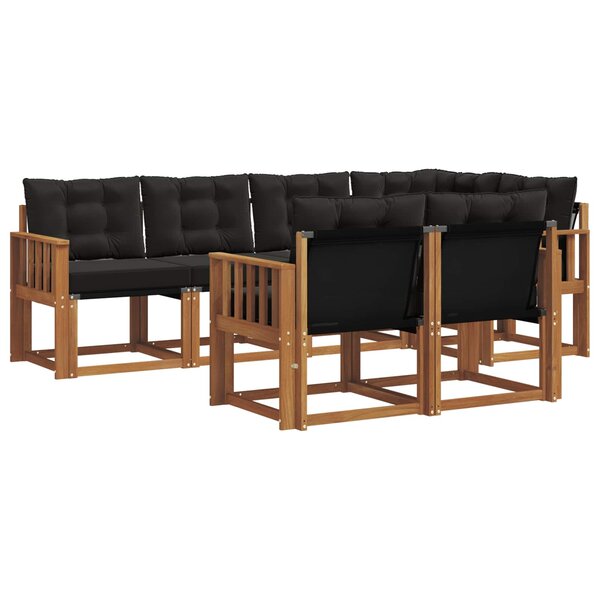 vidaXL Ensemble de canapés d'extérieur 7 pc Naturel et Noir