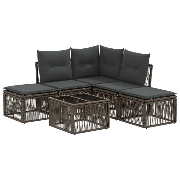 vidaXL Ensemble de canapé de jardin 6 Pièces Gris polyrotin