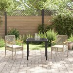 vidaXL Ensemble de Salle à Manger de Jardin de 3 Pièces avec Coussins Beige Rattan Synthétique