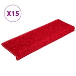 vidaXL Tapis d'escalier 15 pièces 65 x 21 x 4 cm Bordure rectangulaire rouge