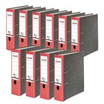 Classeur À Levier Papier Marbré A4 Recycling - Gris-dos Rouge - X 20 - Falken