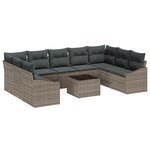 vidaXL Ensemble de Salle à Manger de Jardin 9 Pièces avec Coussins en Rattan Poly Noir