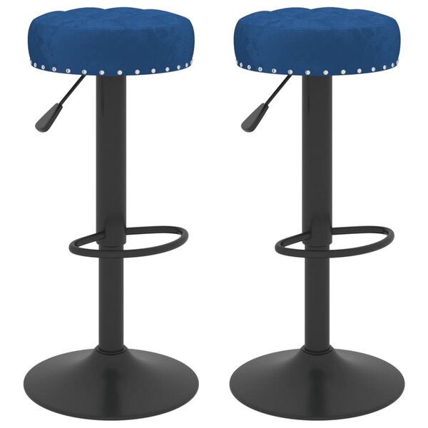 Vidaxl tabourets de bar 2 pcs bleu velours