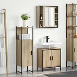 vidaXL Ensemble de mobilier de salle de bain avec étagère 3 Pièces Marron