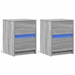 vidaXL Armoires de chevet et lumières LED 2 Pièces sonoma gris
