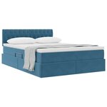 vidaXL Lit de Rangement avec matelas Bleu foncé 140 x 200 cm Velours