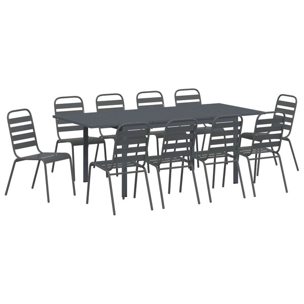 vidaXL Ensemble de salle à manger pour jardin 11 Pièces Anthracite