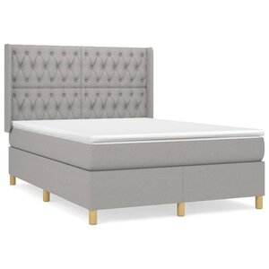vidaXL Sommier à lattes de lit avec matelas Gris clair 140x190cm Tissu