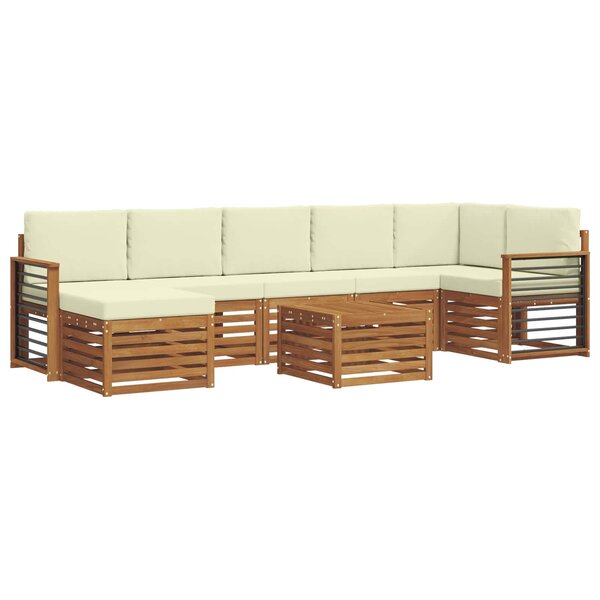 vidaXL Ensemble de canapés d'extérieur 8 pc Naturel et Crème